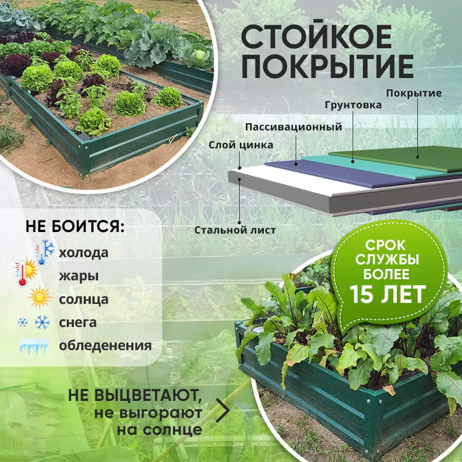 Зеленая усиленная грядка (0,6 х 4)